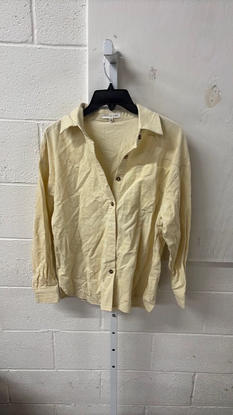 Little lies size s NWT button down corduroy shirt top pale yellow